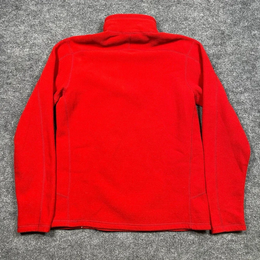 The North Face Mens Small Red‎ Quarter Zip Fleece Pullover Textured Grid Jacket